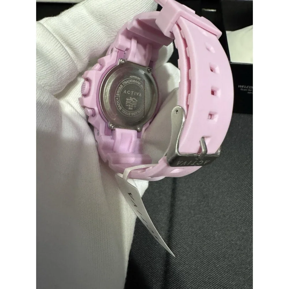 Pink Activa Sports Women's/Kids Digital Quartz Resin Strap Watch 50m WR w/ Box